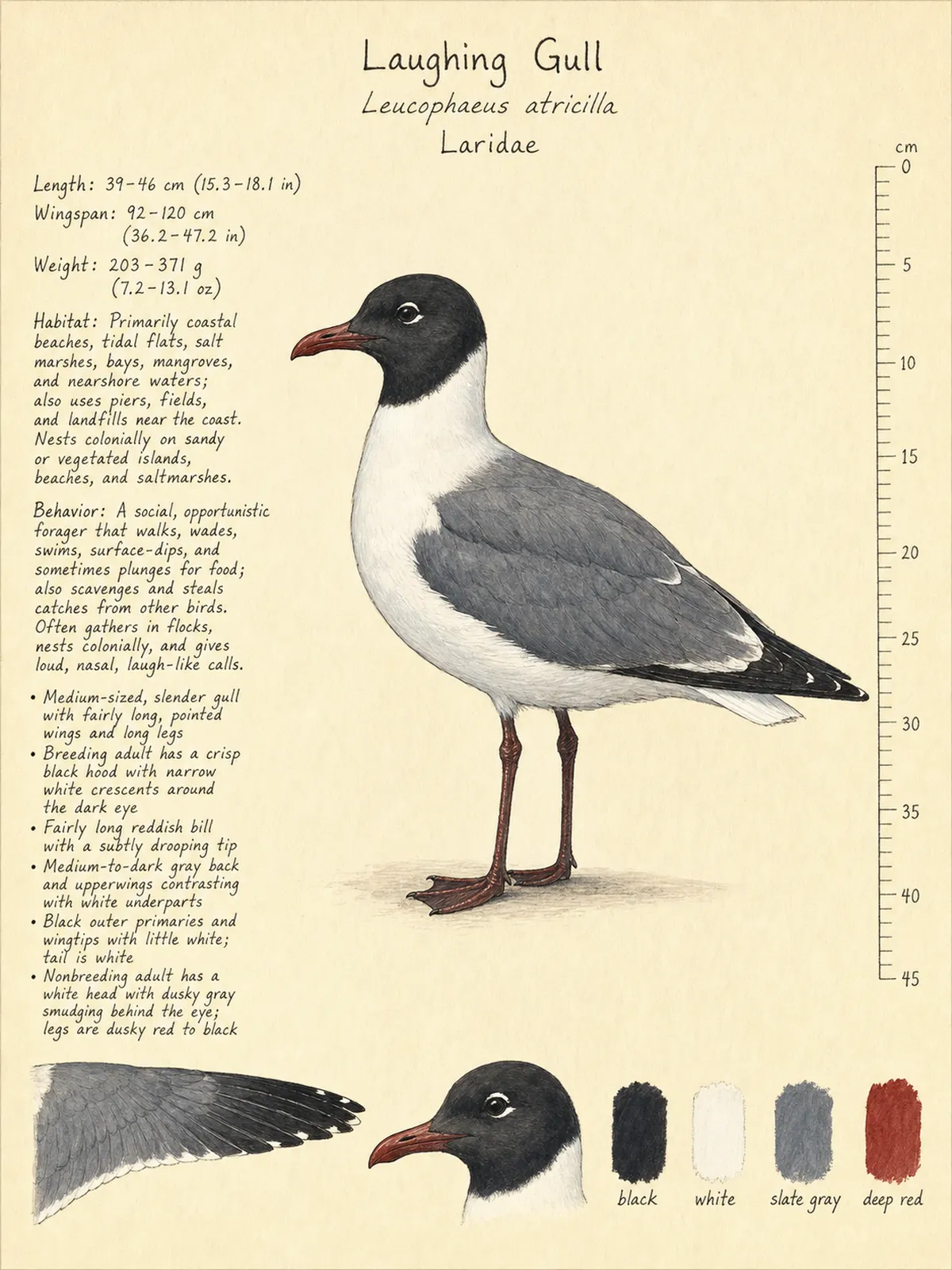 Field-journal plate of a Laughing Gull