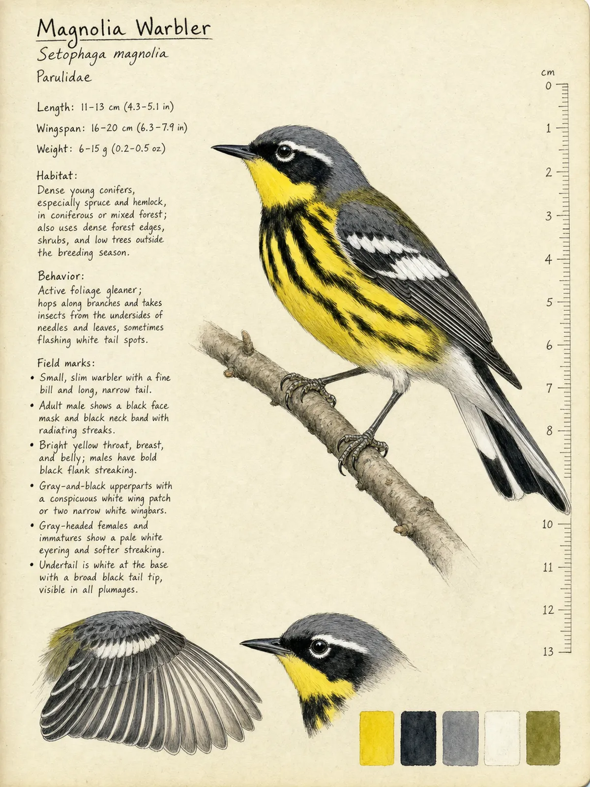 Field-journal plate of a Magnolia Warbler