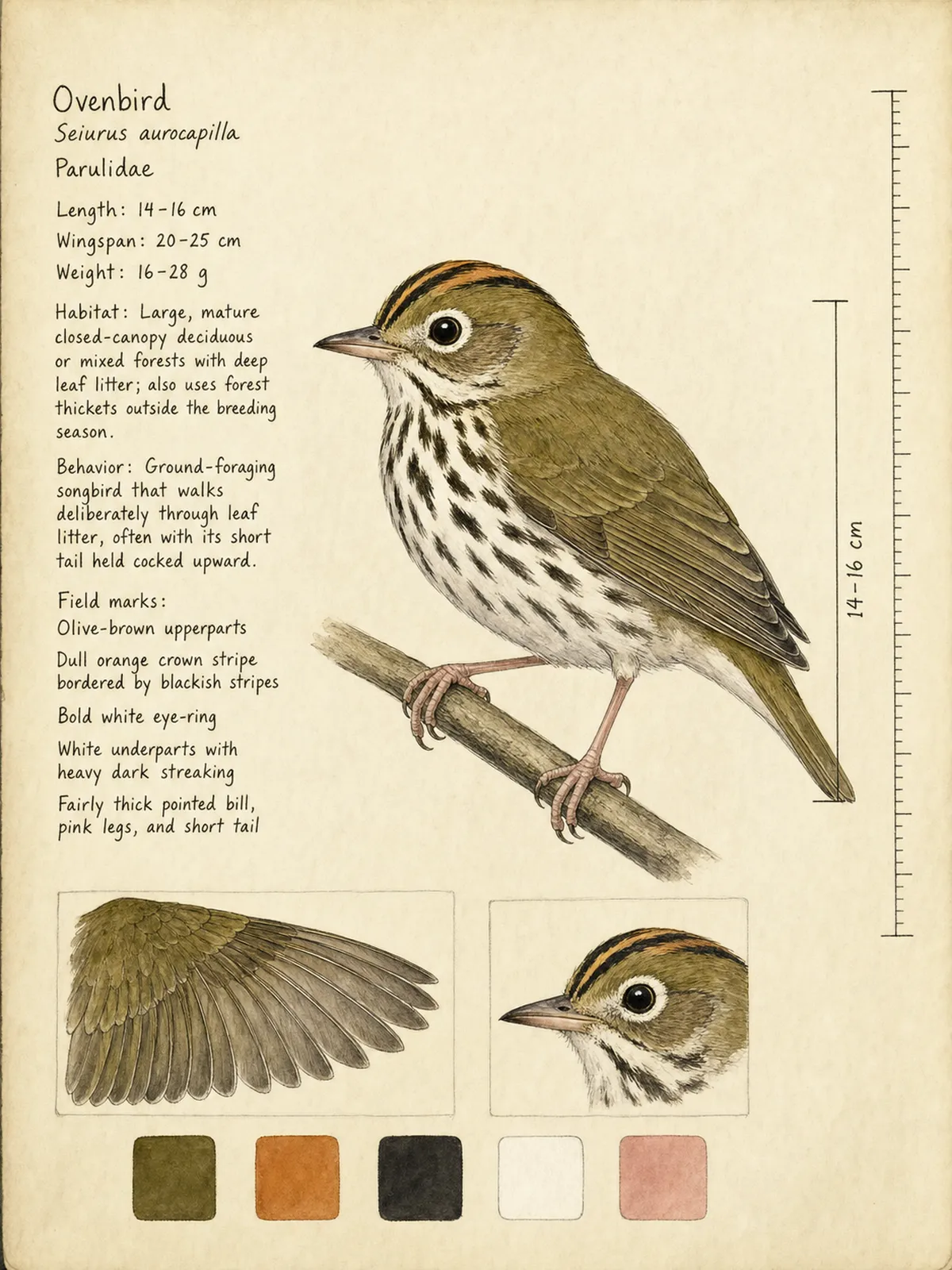 Field-journal plate of a Ovenbird
