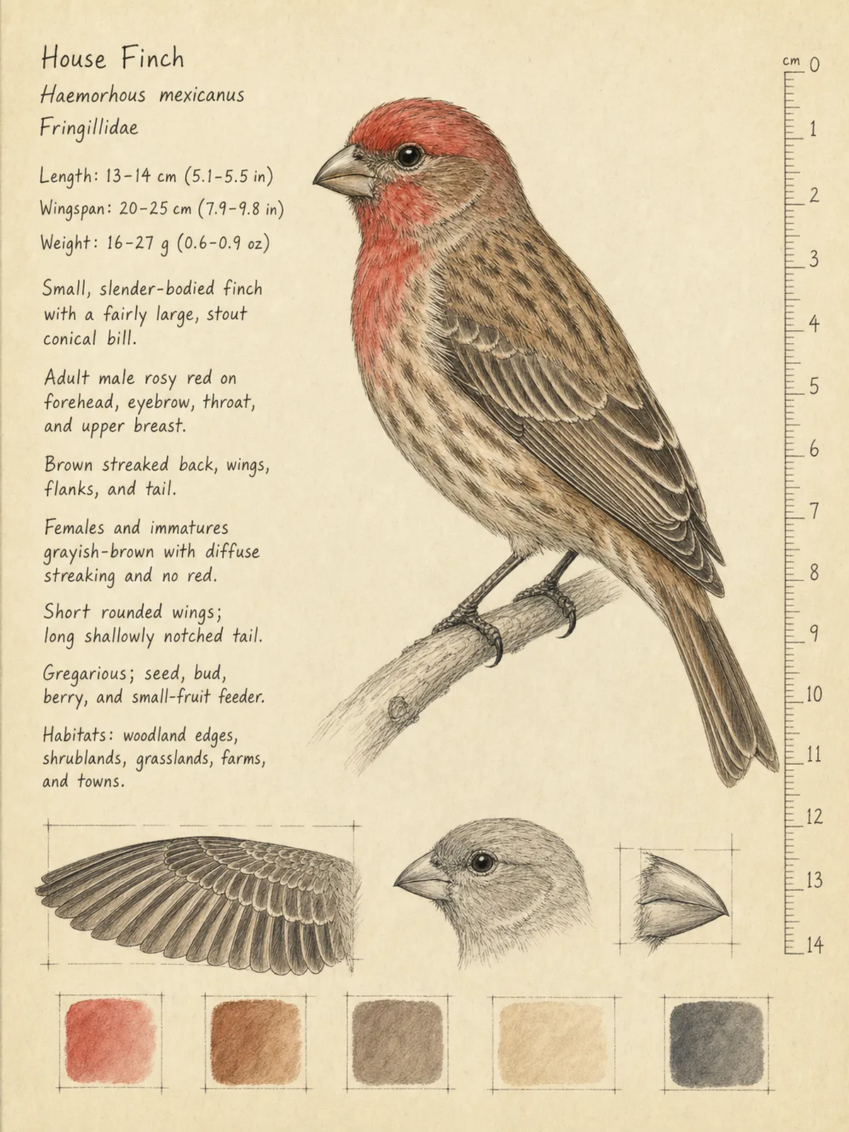 Field-journal plate of a House Finch