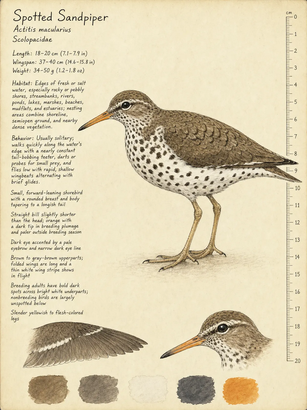 Field-journal plate of a Spotted Sandpiper