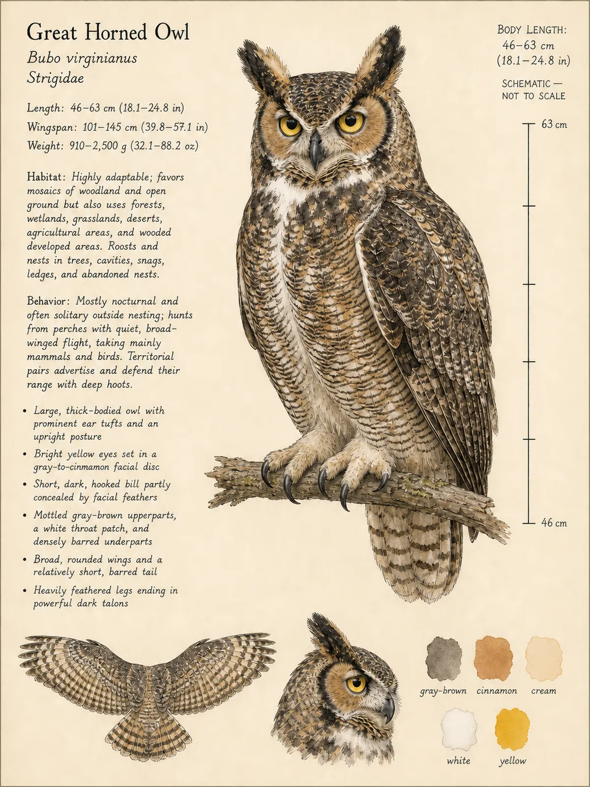 Field-journal plate: Great Horned Owl