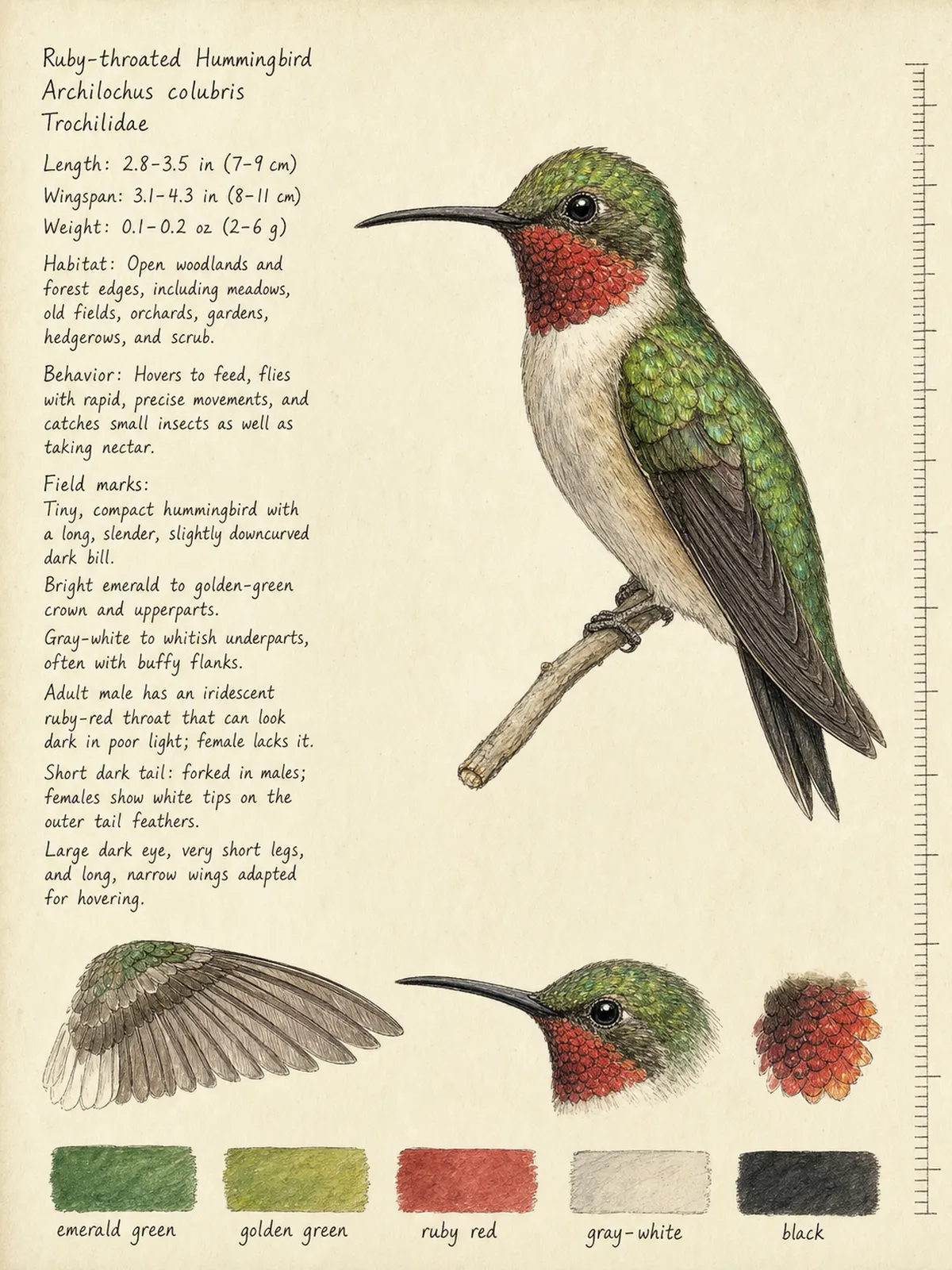 Field-journal plate of a Ruby-throated Hummingbird