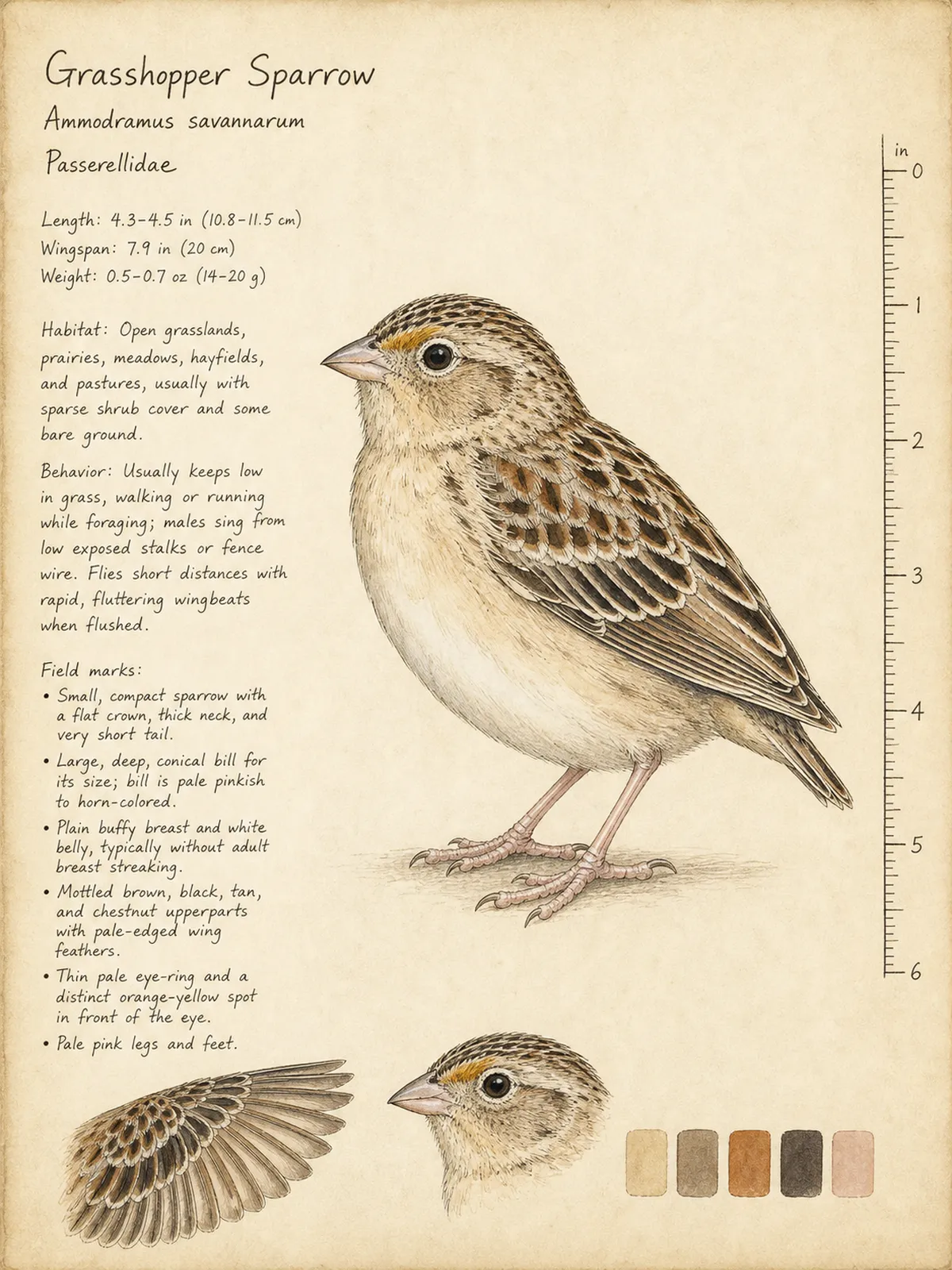 Field-journal plate of a Grasshopper Sparrow