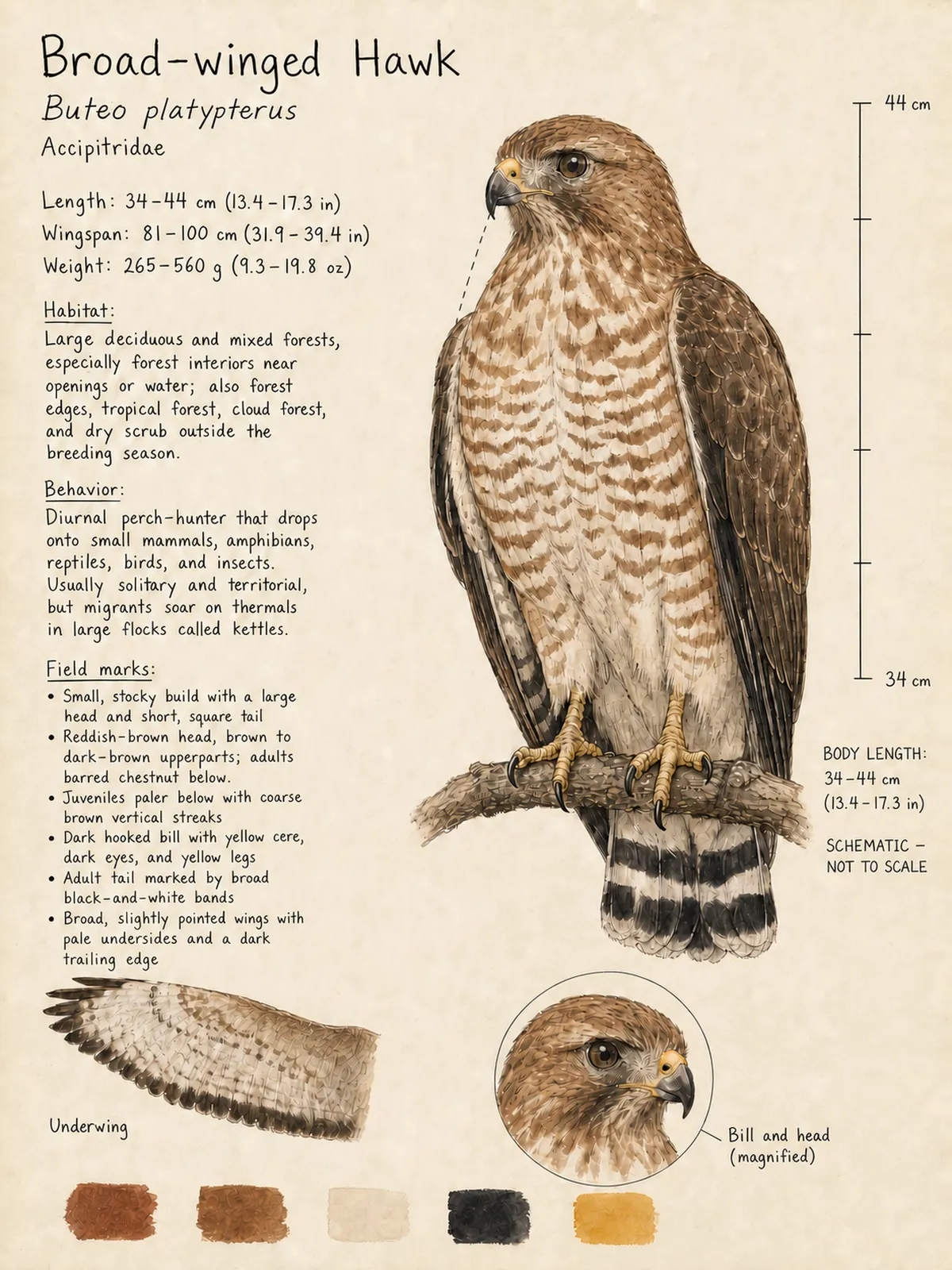 Field-journal plate: Broad-winged Hawk