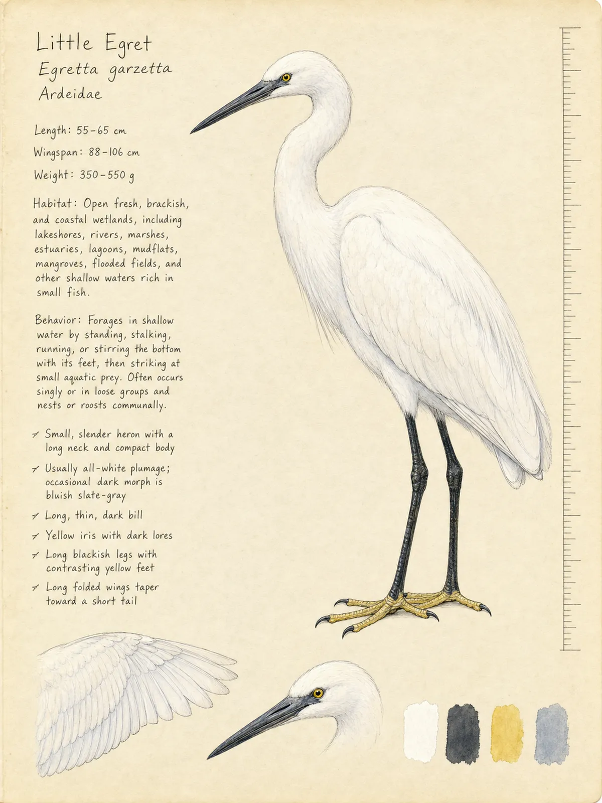 Field-journal plate of a Little Egret