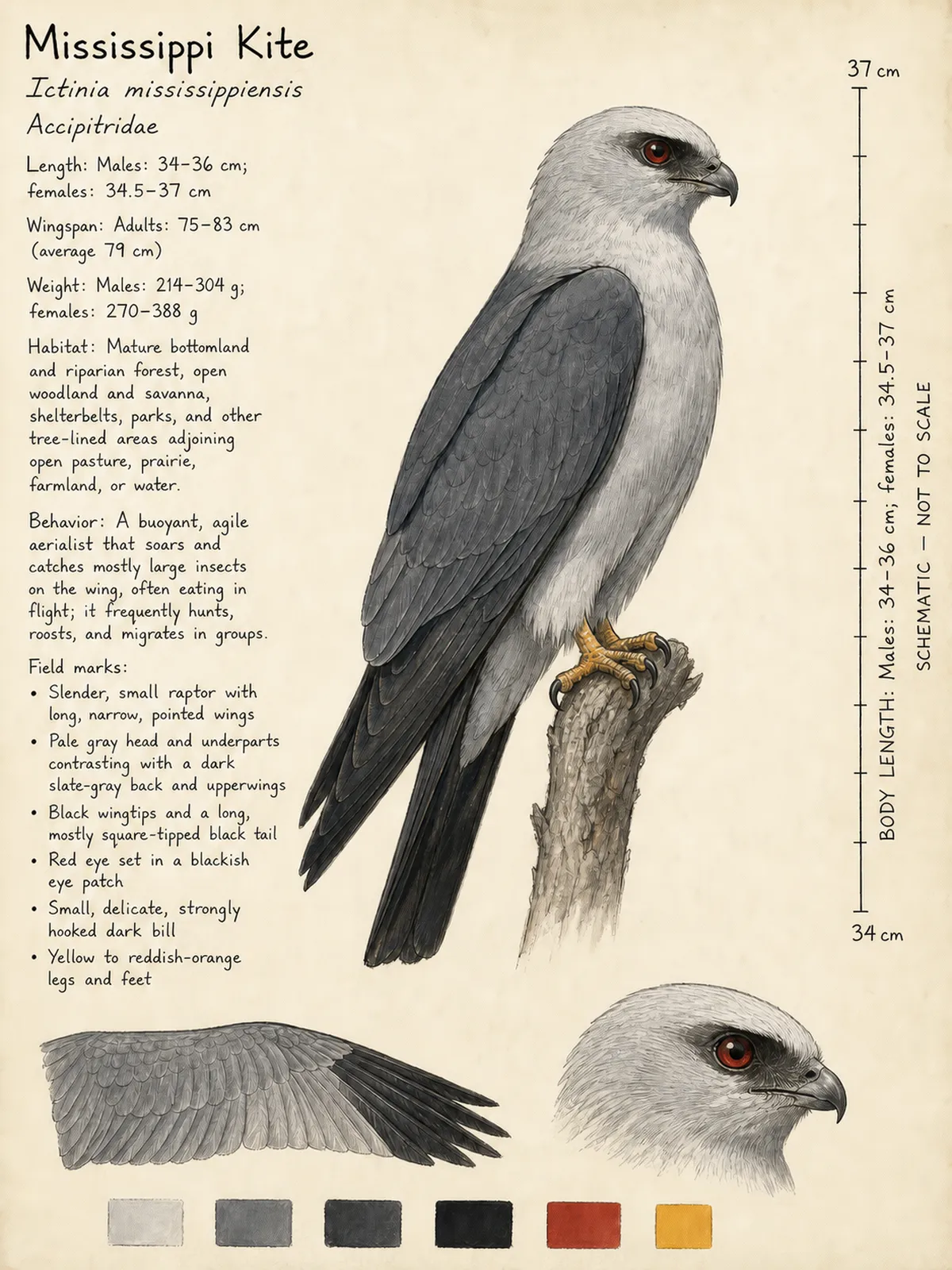 Field-journal plate: Mississippi Kite