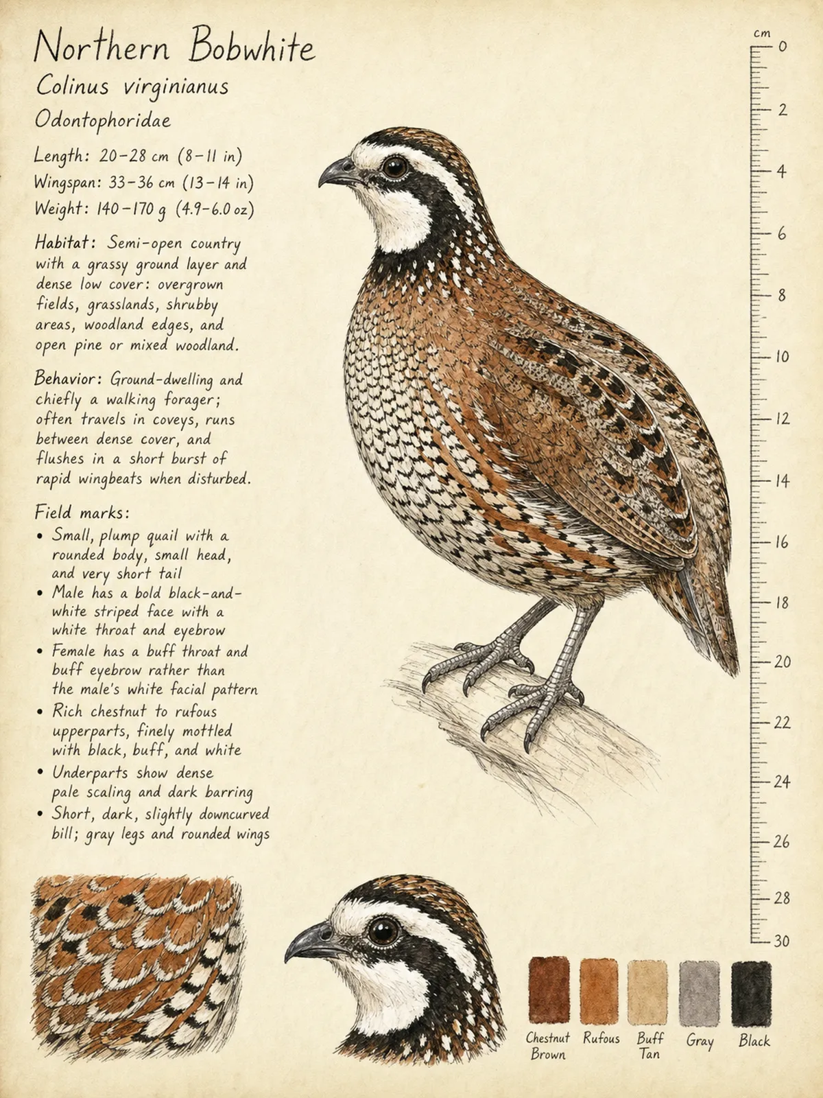 Field-journal plate of a Northern Bobwhite