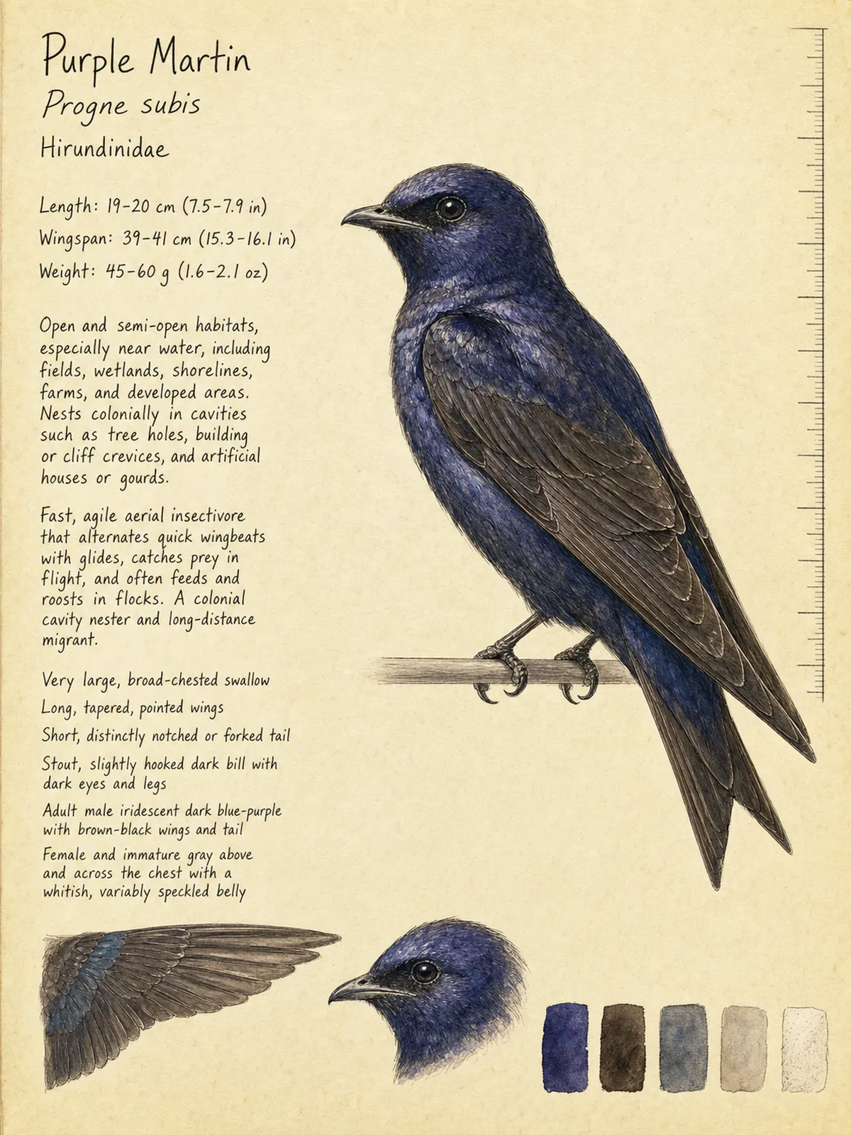 Field-journal plate of a Purple Martin
