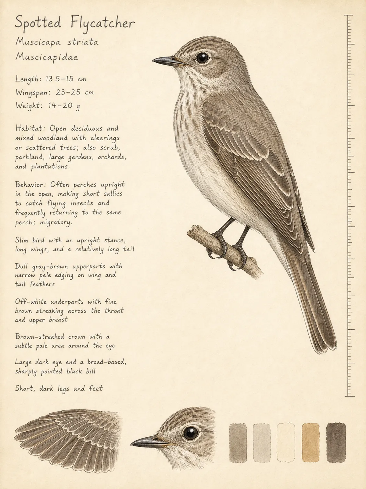 Field-journal plate of a Spotted Flycatcher