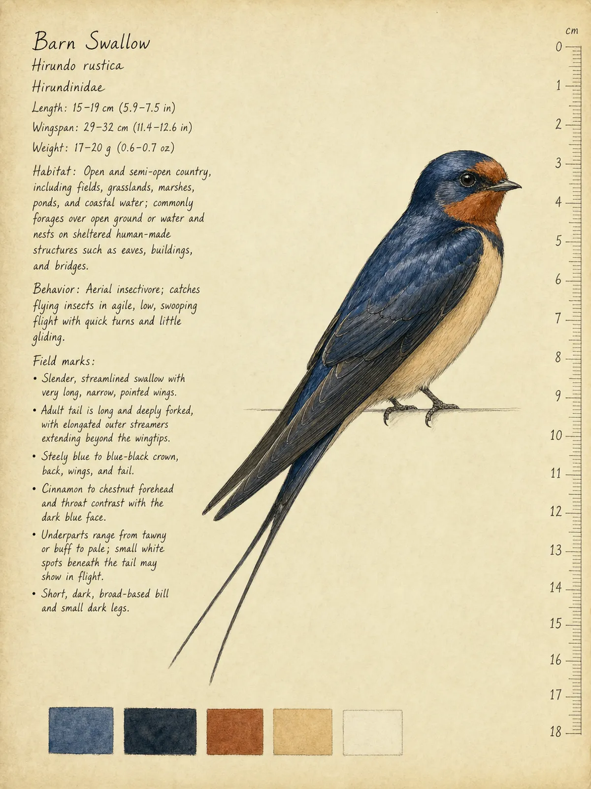 Field-journal plate of a Barn Swallow