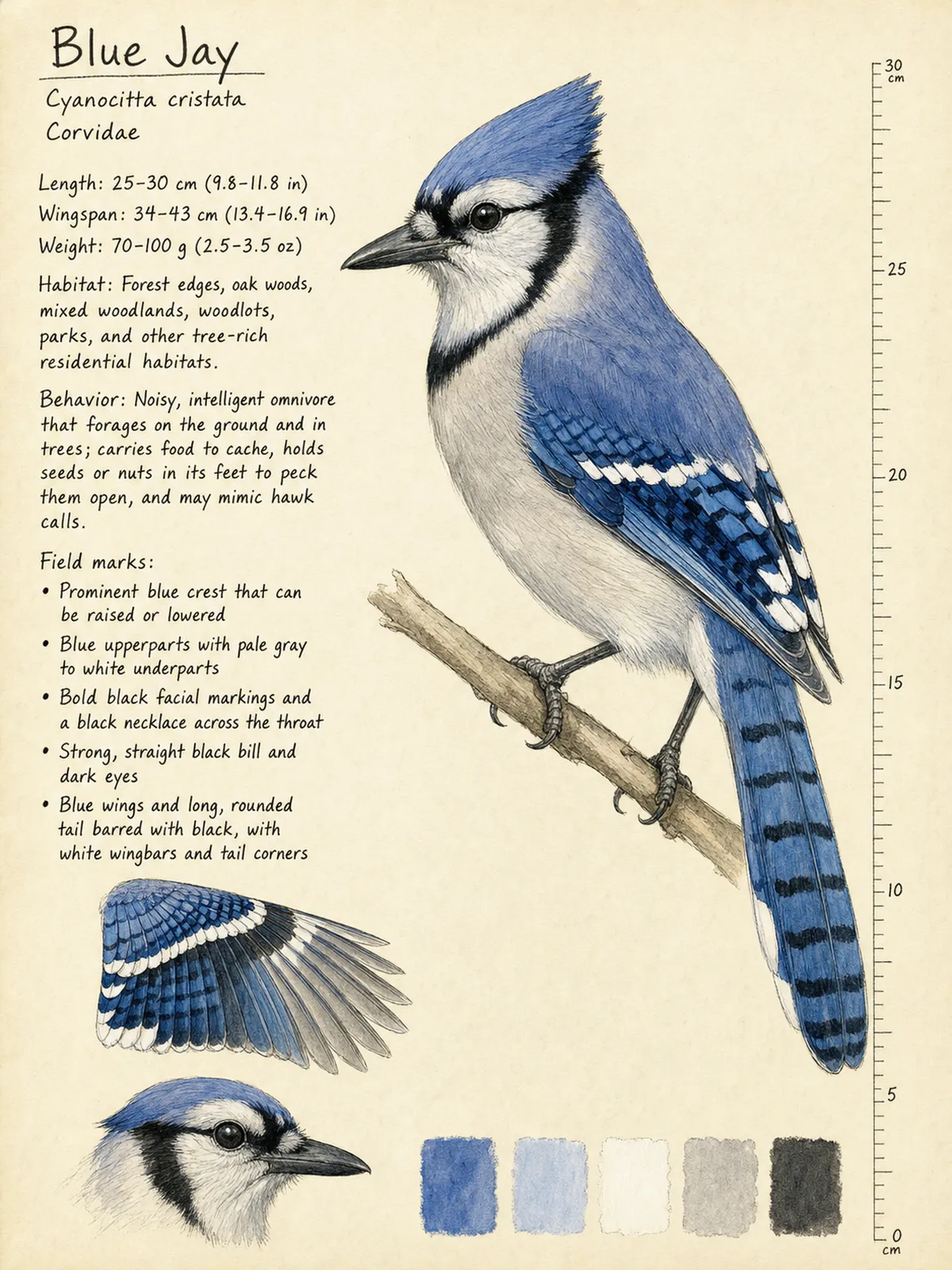 Field-journal plate of a Blue Jay