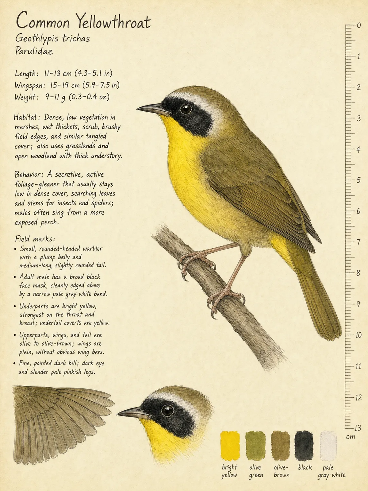 Field-journal plate of a Common Yellowthroat