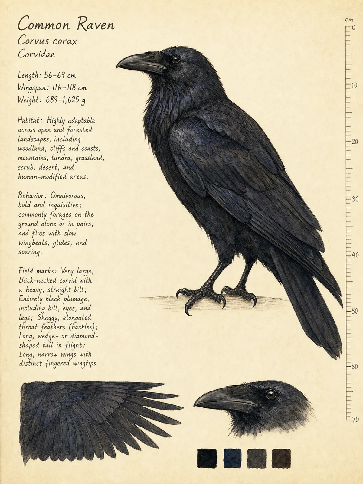 Field-journal plate of a Common Raven