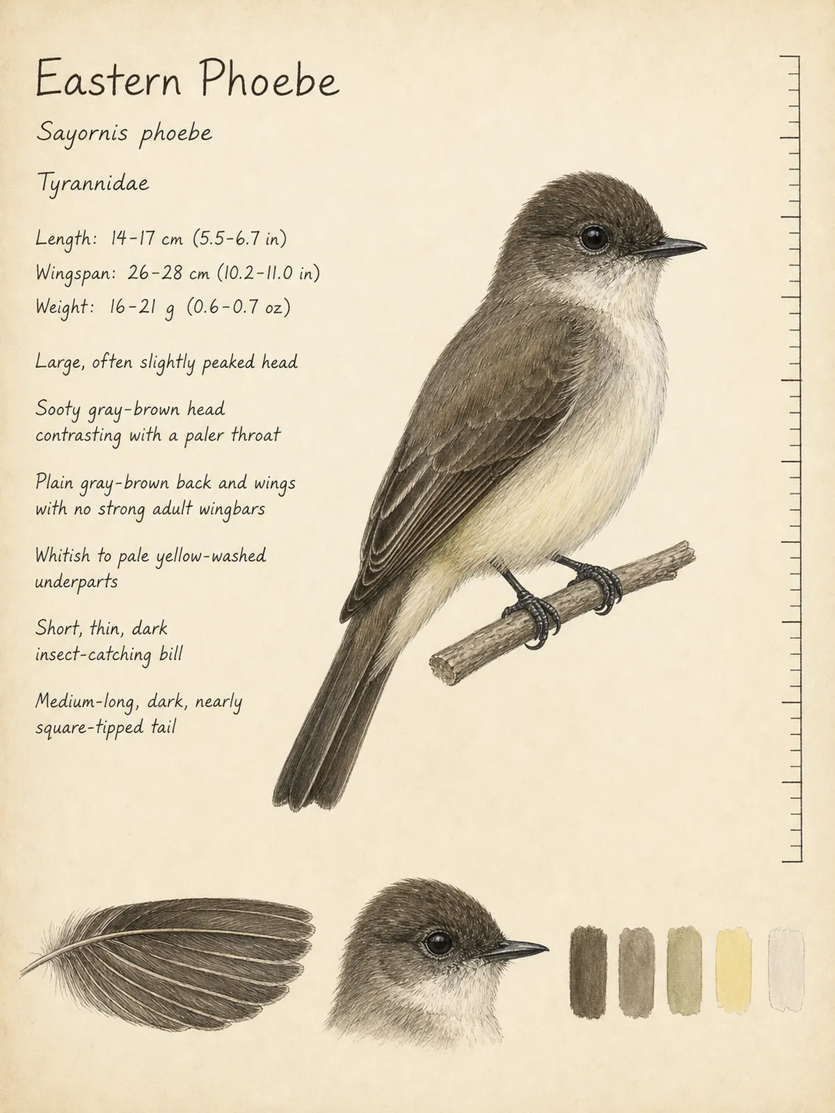 Field-journal plate of a Eastern Phoebe