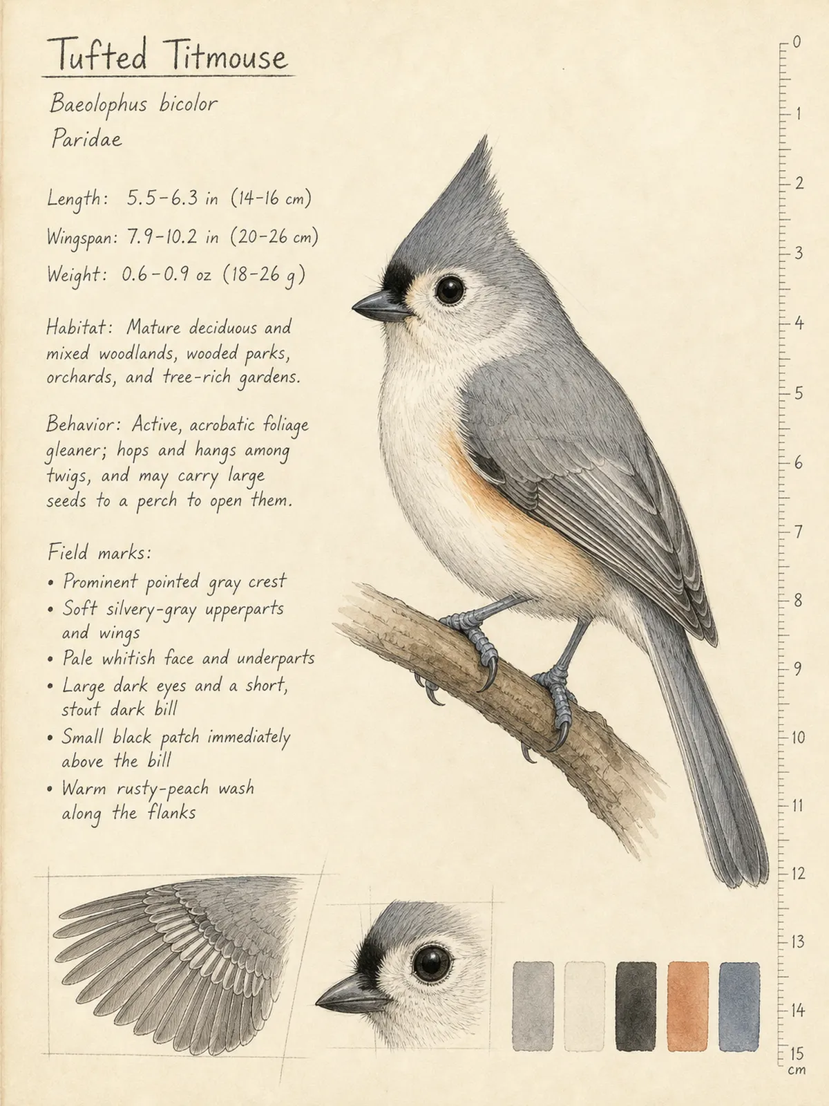 Field-journal plate of a Tufted Titmouse
