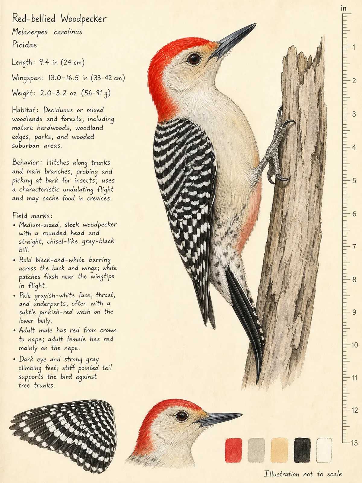 Field-journal plate of a Red-bellied Woodpecker