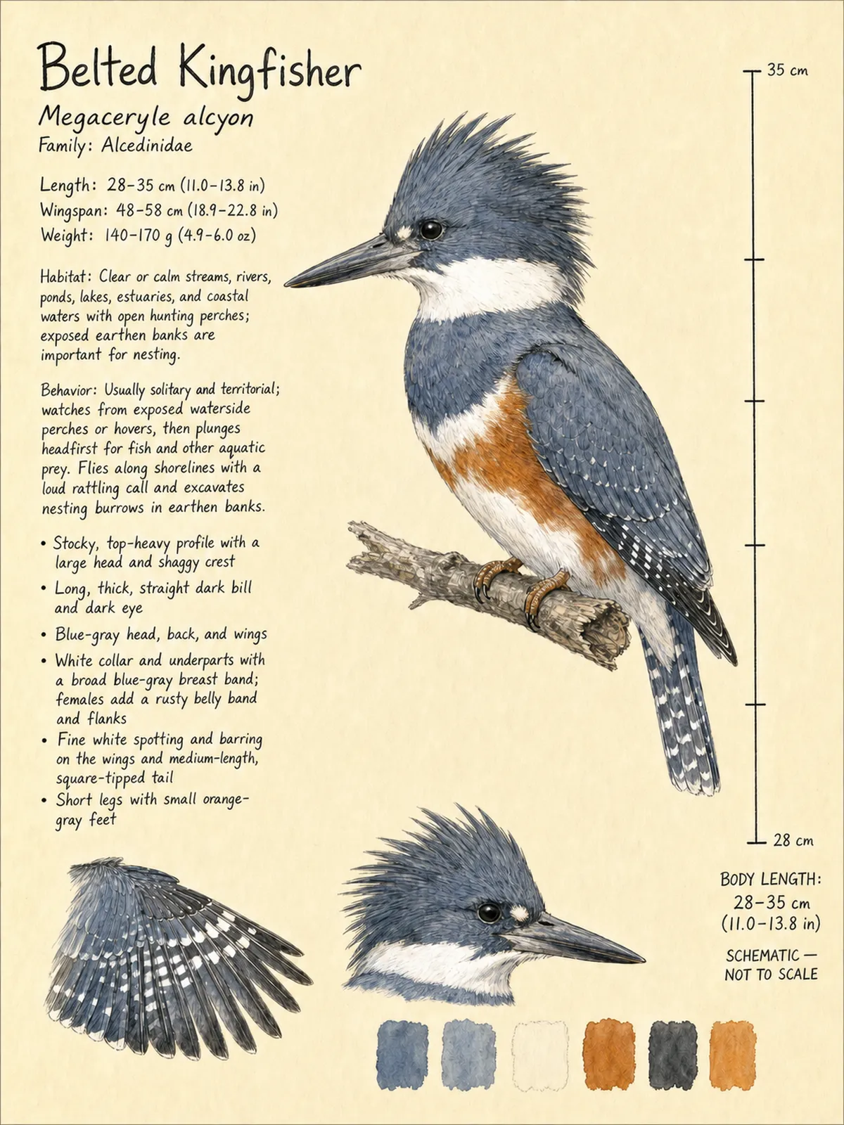 Field-journal plate: Belted Kingfisher