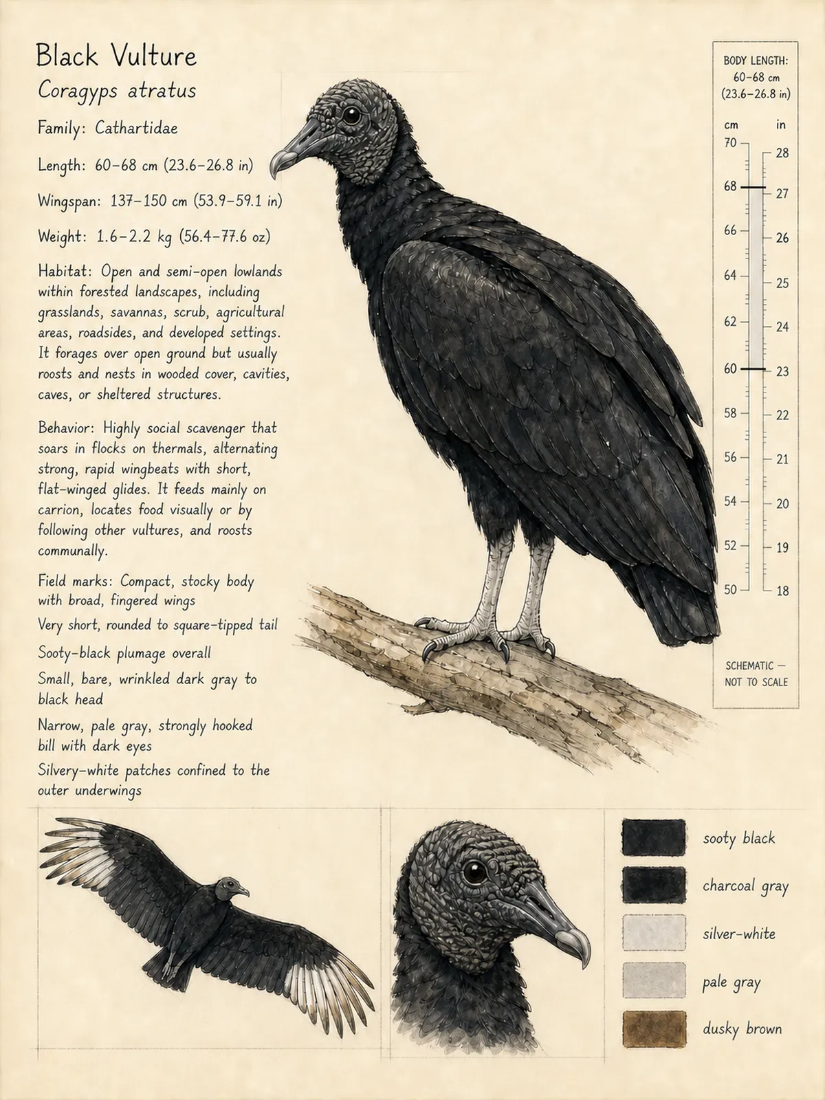 Field-journal plate: Black Vulture