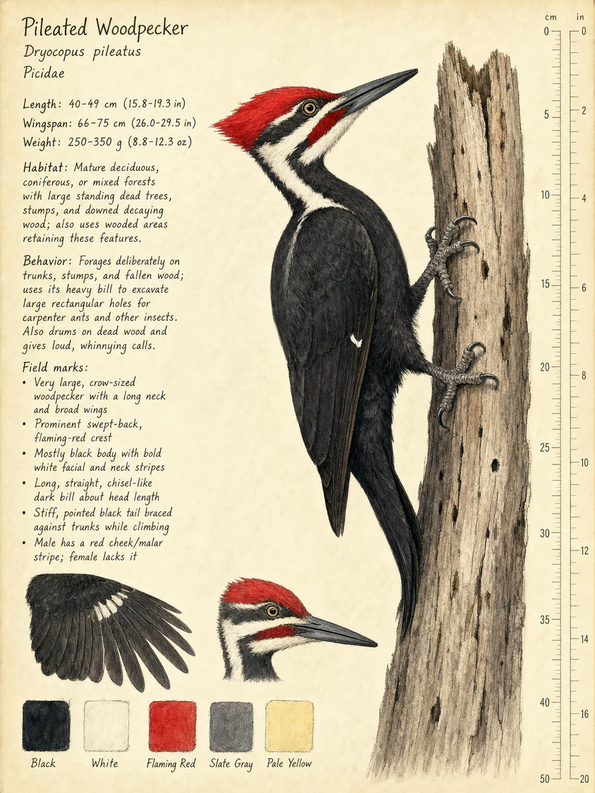 Field-journal plate of a Pileated Woodpecker