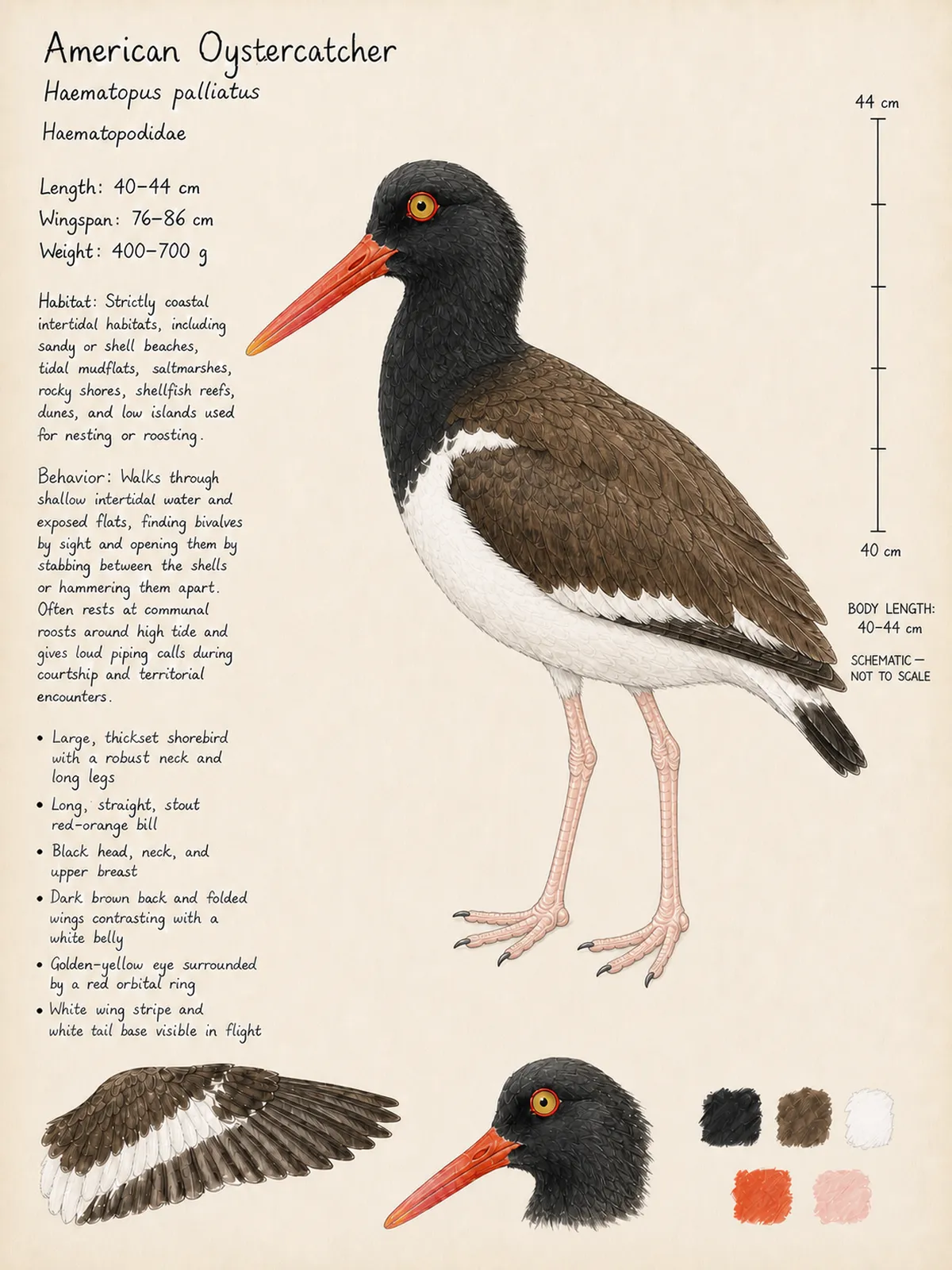 Field-journal plate: American Oystercatcher