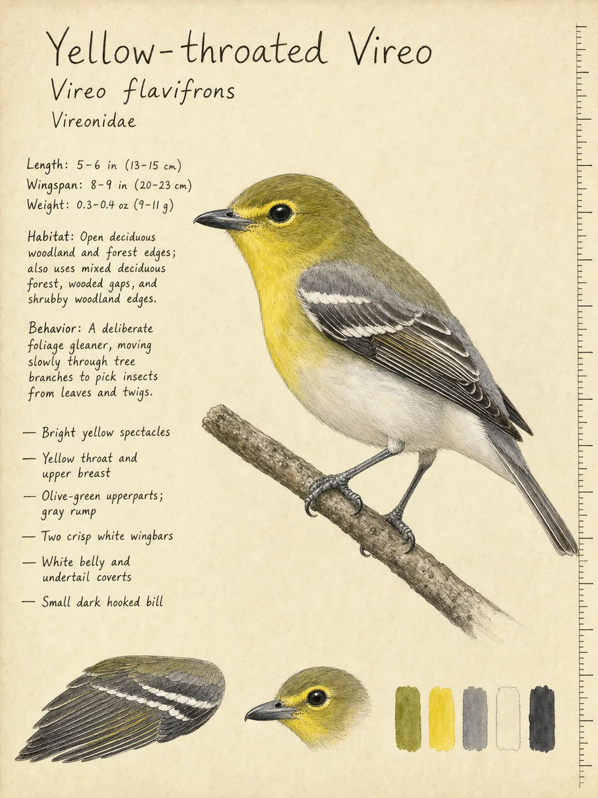 Field-journal plate of a Yellow-throated Vireo