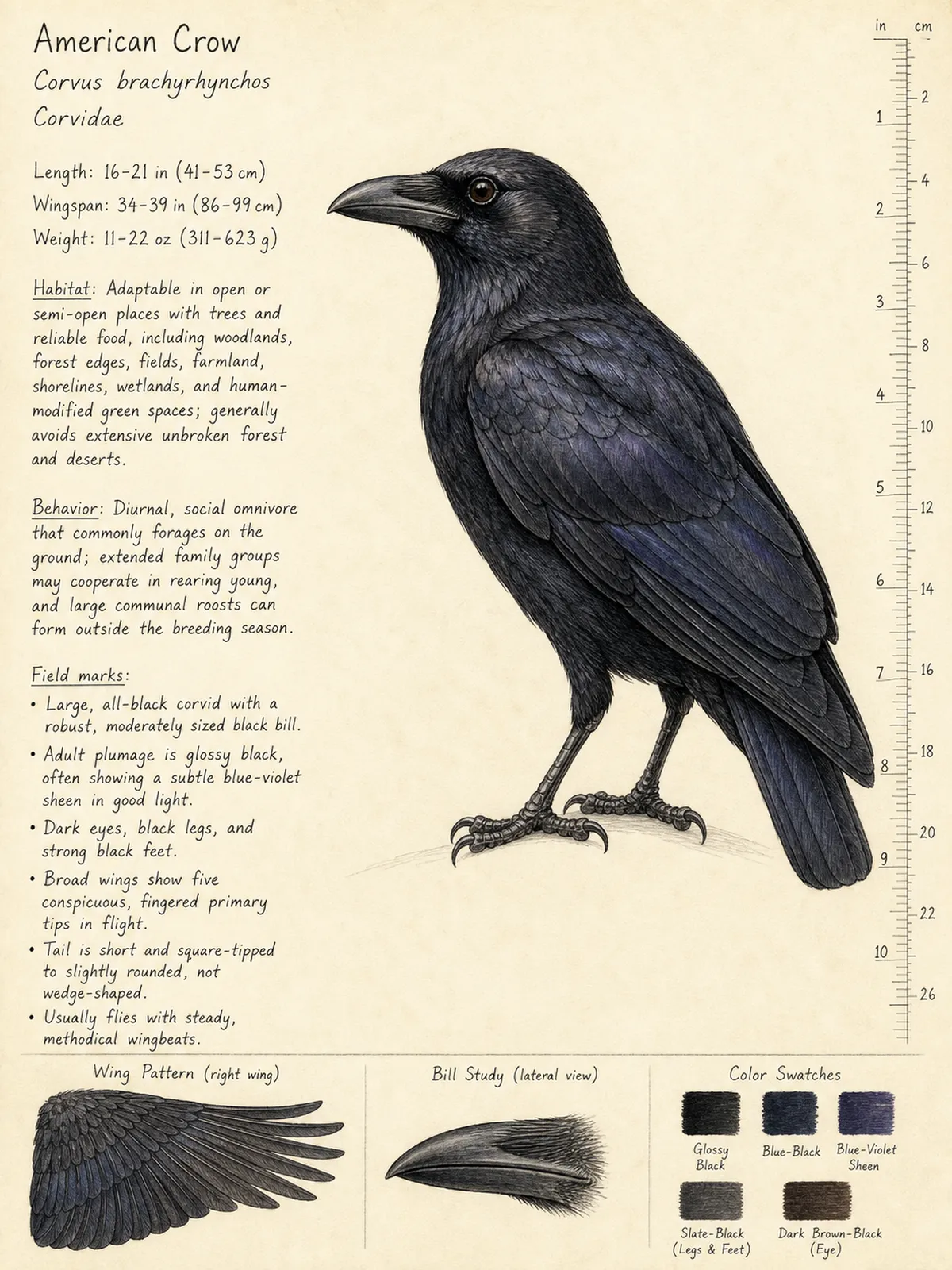 Field-journal plate of a American Crow