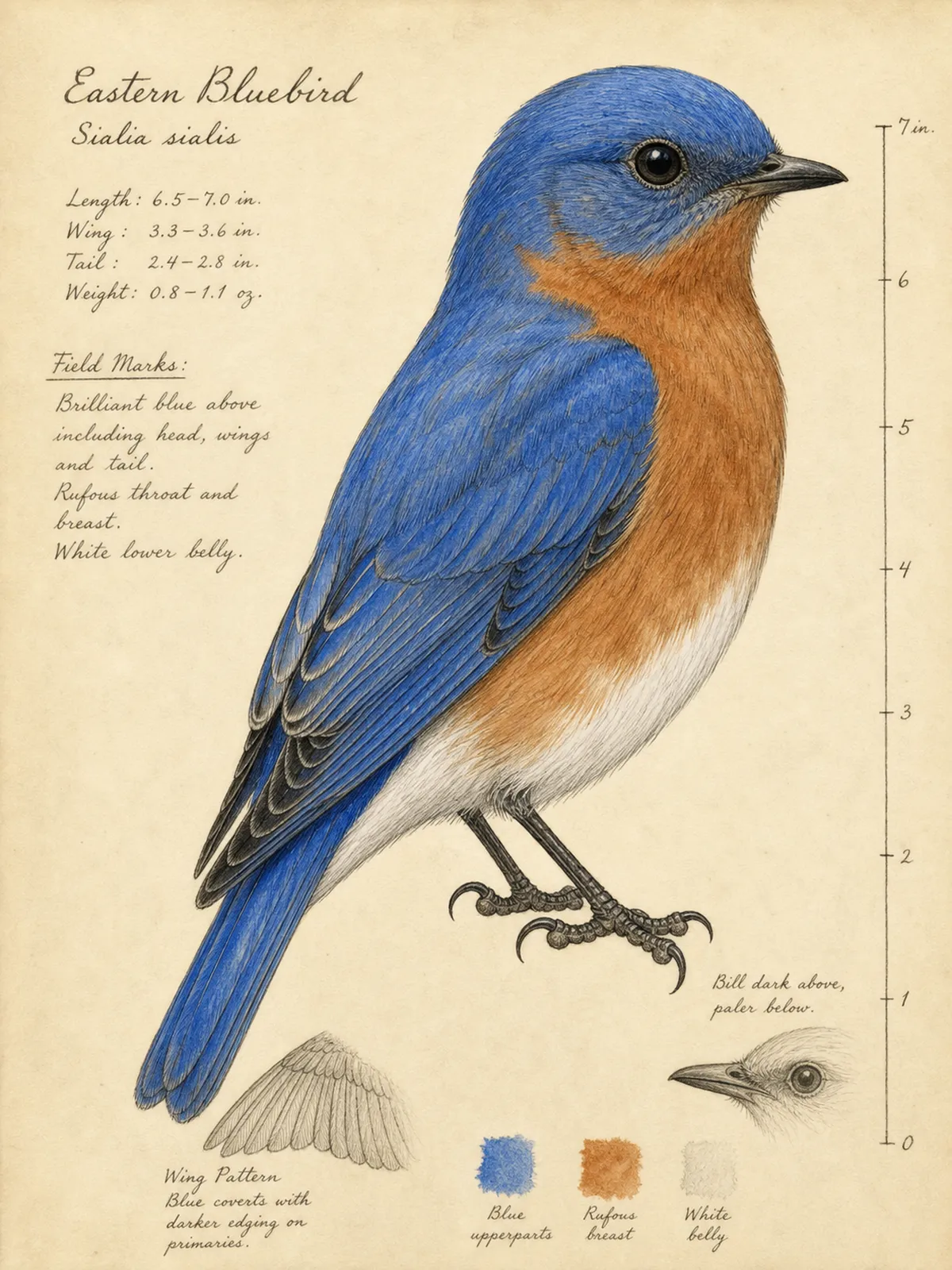 Field-journal plate of a Eastern Bluebird