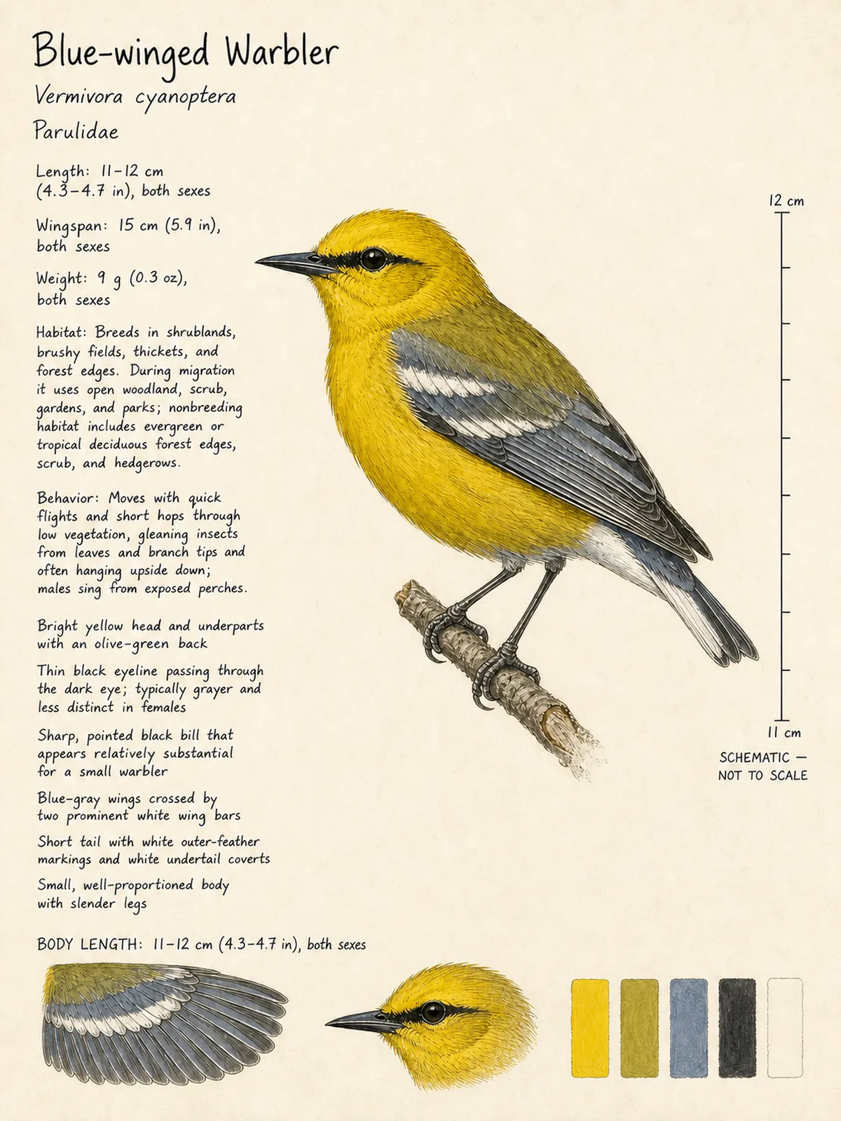 Field-journal plate: Blue-winged Warbler