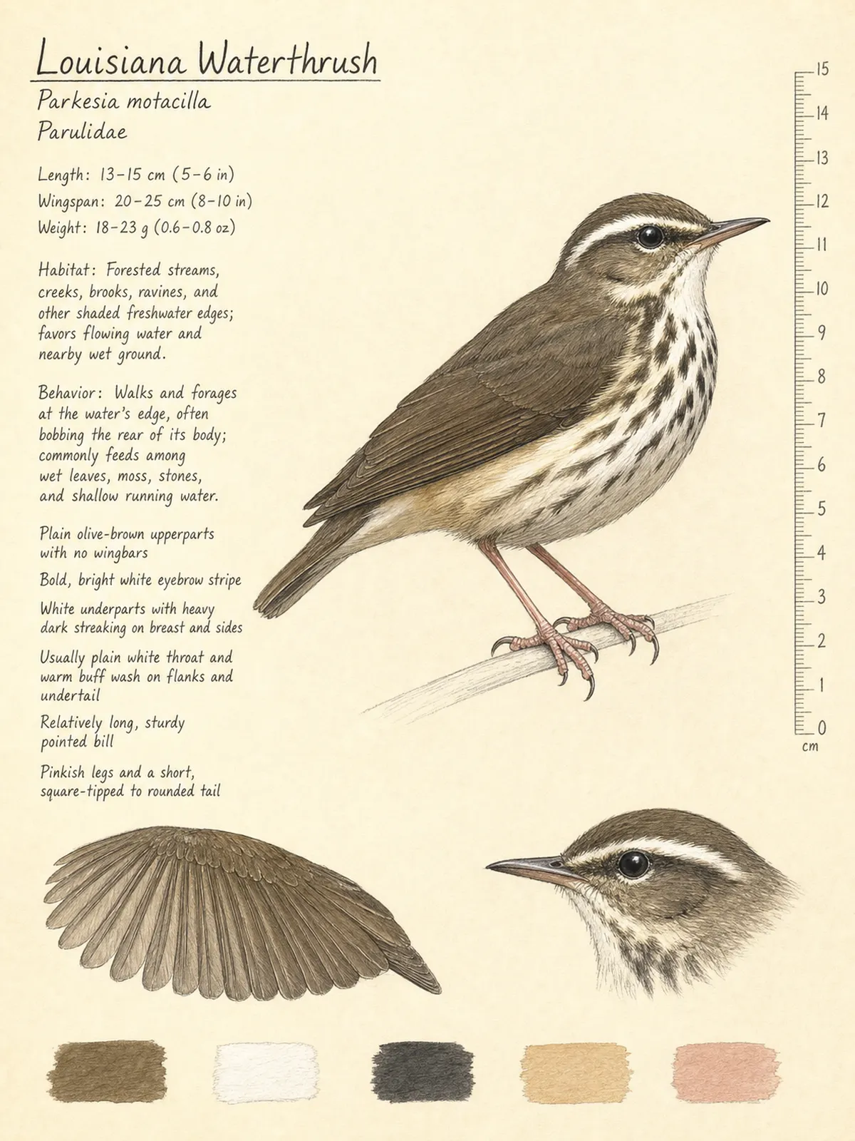 Field-journal plate of a Louisiana Waterthrush