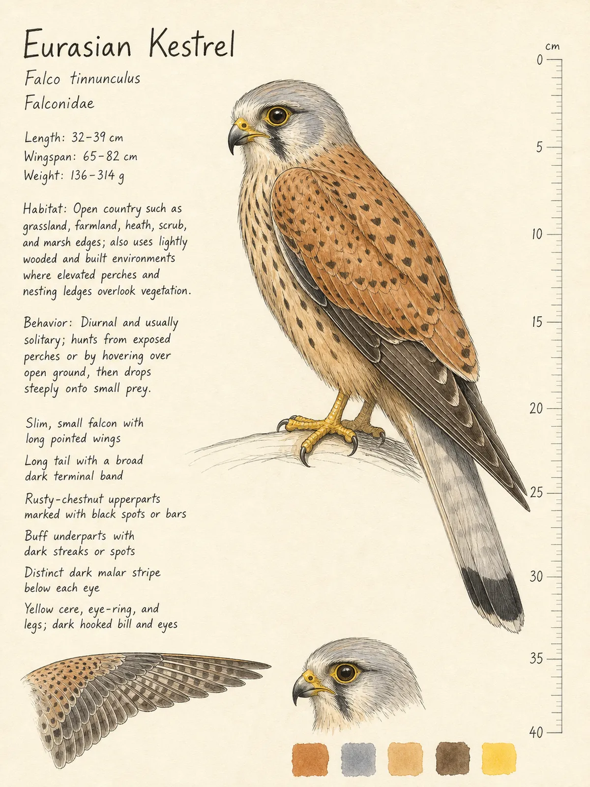 Field-journal plate of a Eurasian Kestrel
