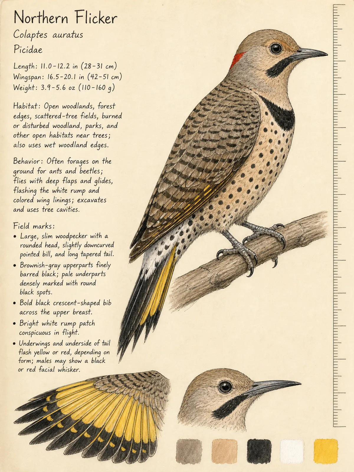 Field-journal plate of a Northern Flicker