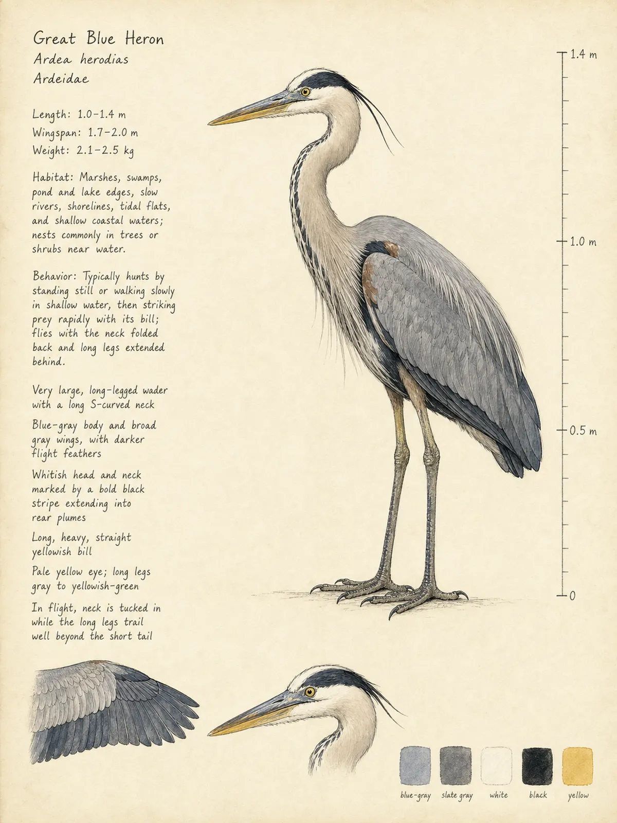 Field-journal plate of a Great Blue Heron