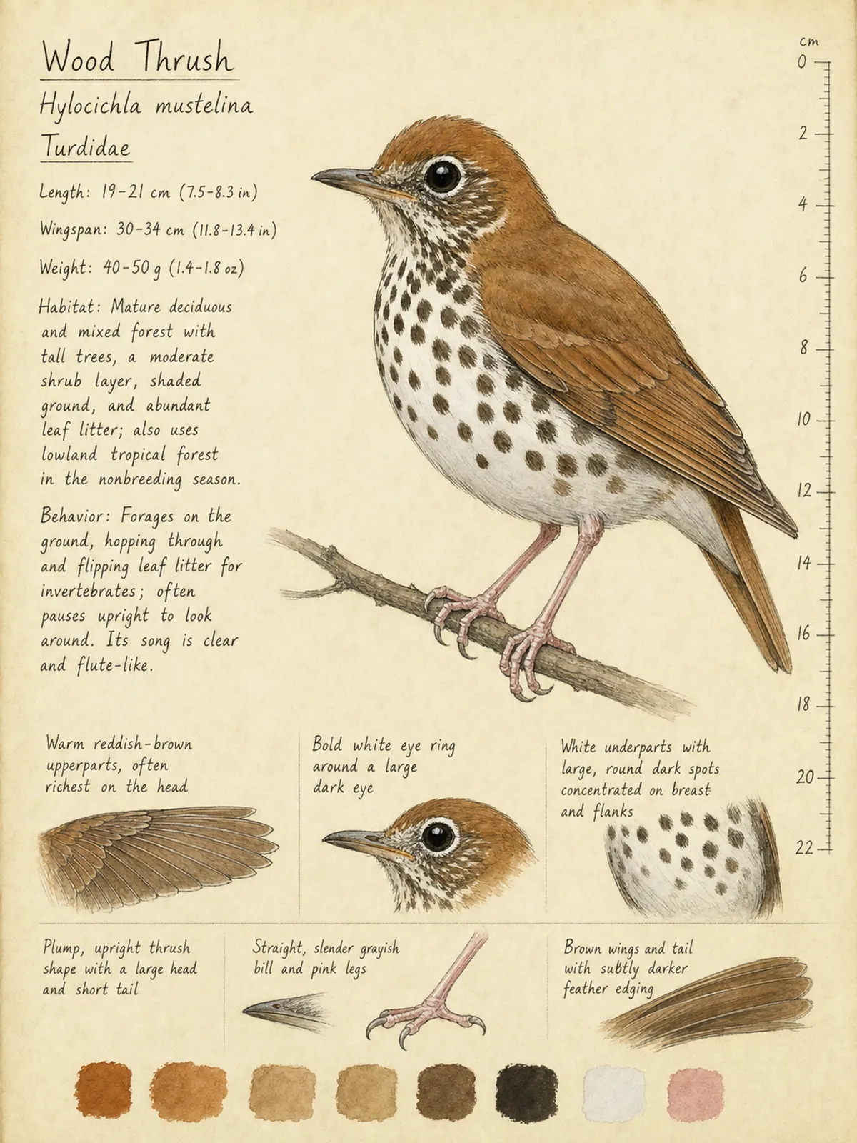 Field-journal plate of a Wood Thrush