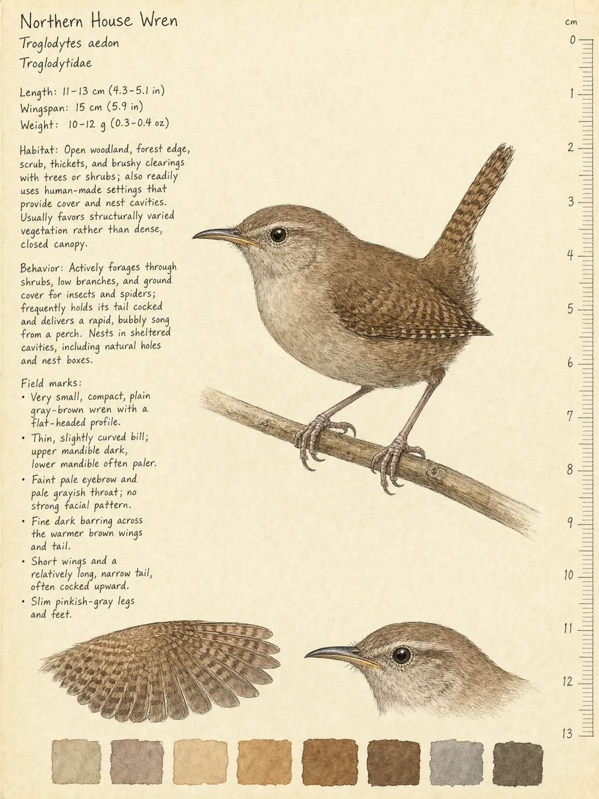 Field-journal plate of a Northern House Wren