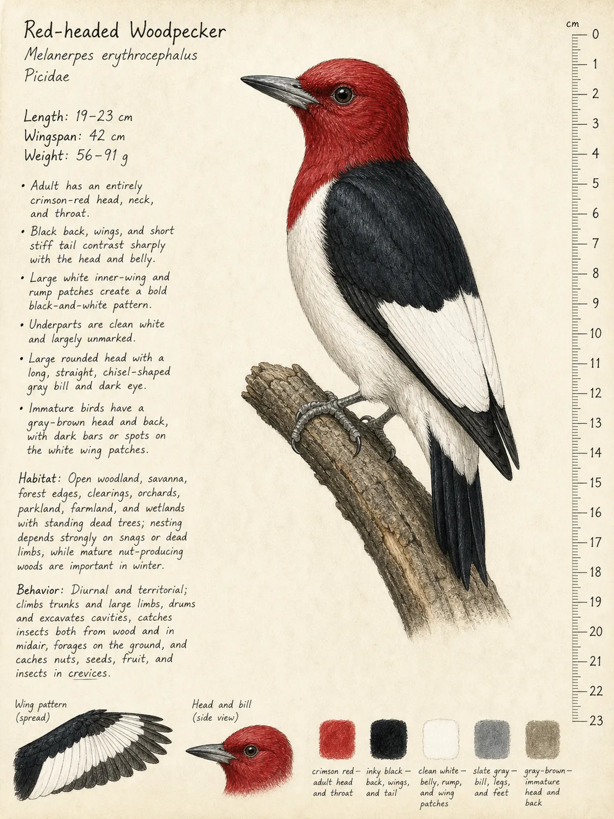 Field-journal plate of a Red-headed Woodpecker