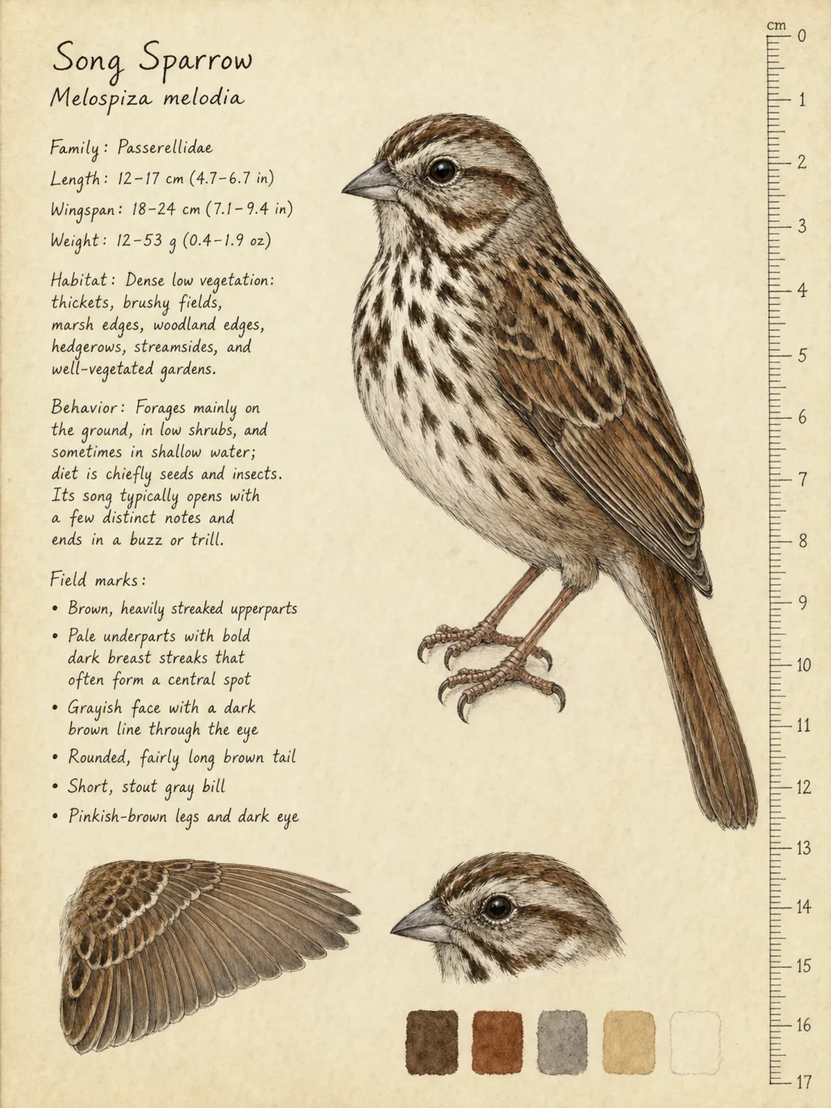 Field-journal plate of a Song Sparrow